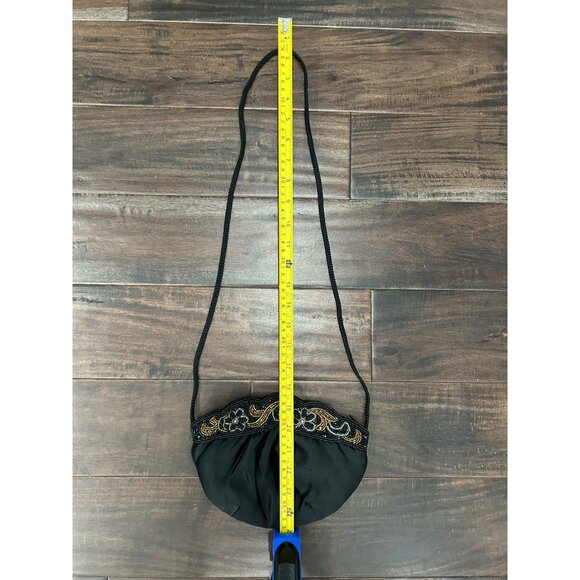 Beaded Black Evening Crossbody Bag With Gold Silver Embellishments - Picture 7 of 10